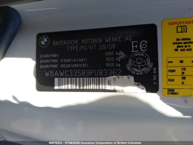Продажа на аукционе авто 2009 Bmw 328 Xi, vin: WBAWC33589PU83362, номер лота: 40076333
