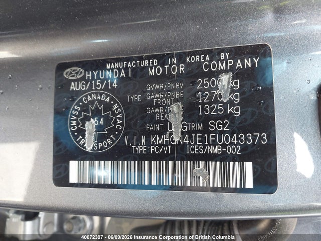 Aukcja sprzedaży 2015 Hyundai Genesis 3.8l, vin: KMHGN4JE1FU043373, numer aukcji: 40072397