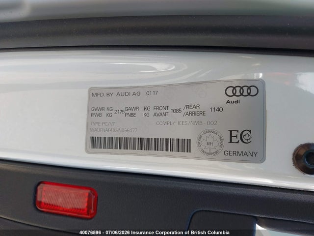 Aukcja sprzedaży 2017 Audi A4, vin: WAUFNAF4XHN058477, numer aukcji: 40076596