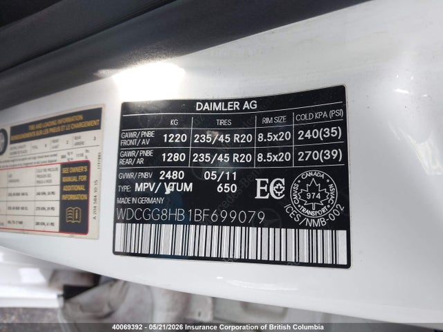 2011 Mercedes-benz Glk 350 4matic მანქანა იყიდება აუქციონზე, vin: WDCGG8HB1BF699079, აუქციონის ნომერი: 40069392