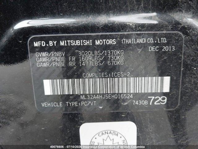 Aukcja sprzedaży 2014 Mitsubishi Mirage Es, vin: ML32A4HJ5EH016524, numer aukcji: 40076606