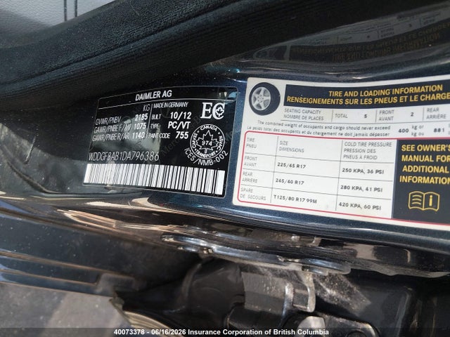 Aukcja sprzedaży 2013 Mercedes-benz C 300 4matic, vin: WDDGF8AB1DA796386, numer aukcji: 40073378