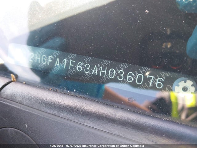 2010 Honda Civic მანქანა იყიდება აუქციონზე, vin: 2HGFA1F63AH036076, აუქციონის ნომერი: 40076645