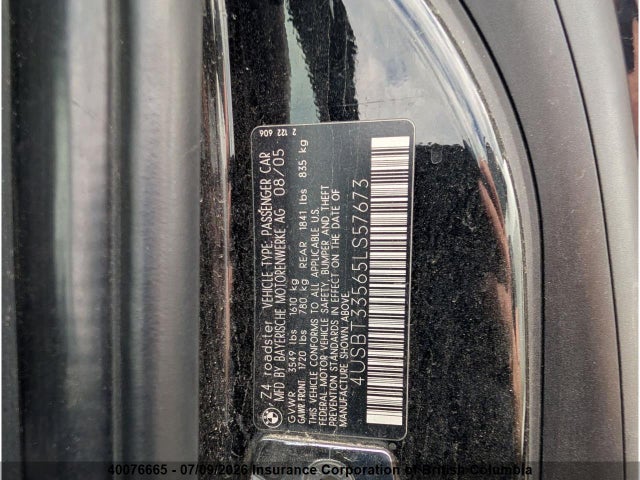 Продаж на аукціоні авто 2005 Bmw Z4, vin: 4USBT33565LS57673, номер лоту: 40076665