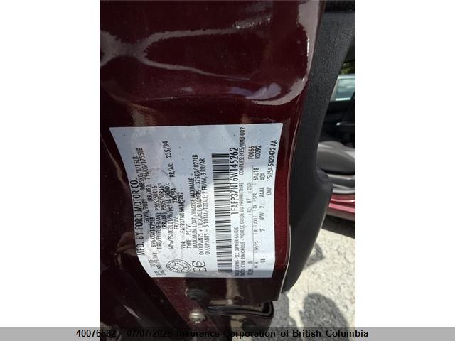 40076682 :رقم المزاد ، 1FAFP37N16W145262 vin ، 2006 Ford Focus مزاد بيع