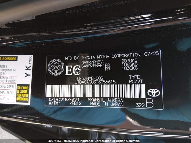 JTDACACU3T3056615 Toyota Prius Se/xse/xse Premium/night Shade