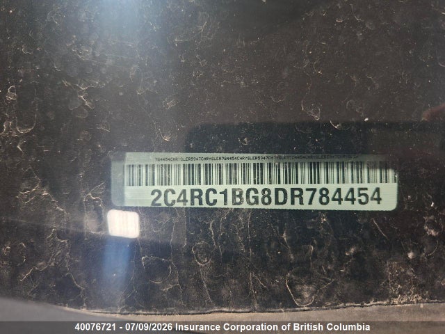 2013 Chrysler Town & Country Touring მანქანა იყიდება აუქციონზე, vin: 2C4RC1BG8DR784454, აუქციონის ნომერი: 40076721