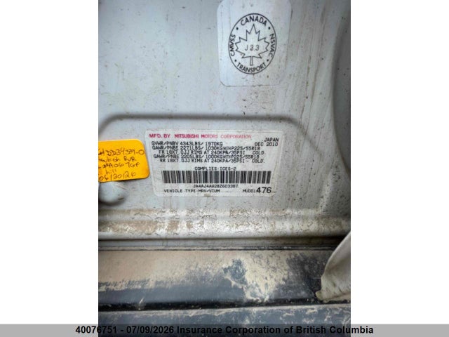 Aukcja sprzedaży 2011 Mitsubishi Rvr, vin: JA4AJ4AU2BZ603387, numer aukcji: 40076751