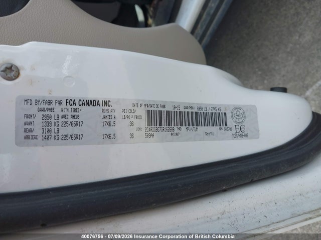 Dodge Grand Caravan Se 2016 2C4RDGBG7GR162688 Image 9