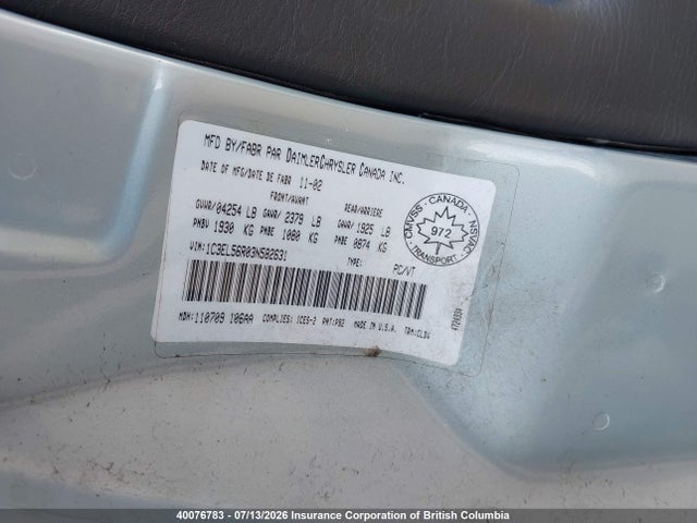 Продаж на аукціоні авто 2003 Chrysler Sebring Lxi, vin: 1C3EL56R03N582631, номер лоту: 40076783
