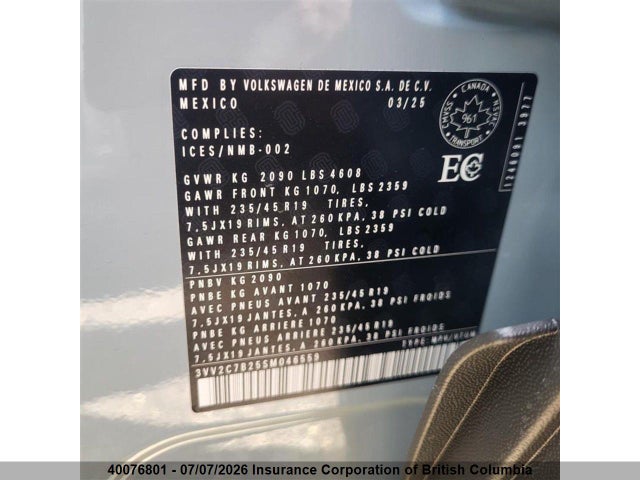 Volkswagen Taos 2025 3VV2C7B25SM046559 Image 9