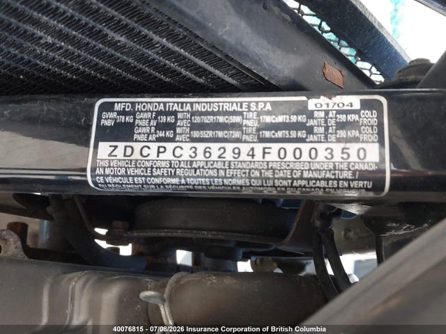 2004 Honda Cb600 F მანქანა იყიდება აუქციონზე, vin: ZDCPC36294F000350, აუქციონის ნომერი: 40076815