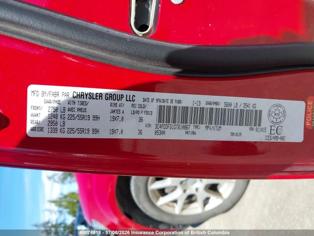Продаж на аукціоні авто 2013 Dodge Journey R/t, vin: 3C4PDDFG1DT610867, номер лоту: 40076818