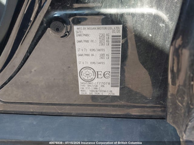 Nissan Rogue 2020 5N1AT2MV2LC777078 Image 9