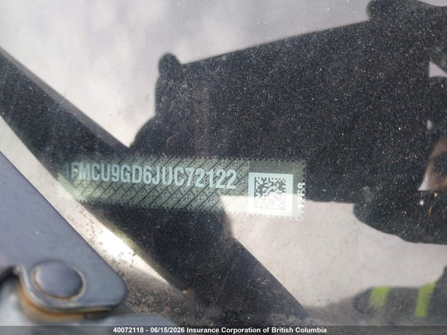 40072118 :رقم المزاد ، 1FMCU9GD6JUC72122 vin ، 2018 Ford Escape Se مزاد بيع
