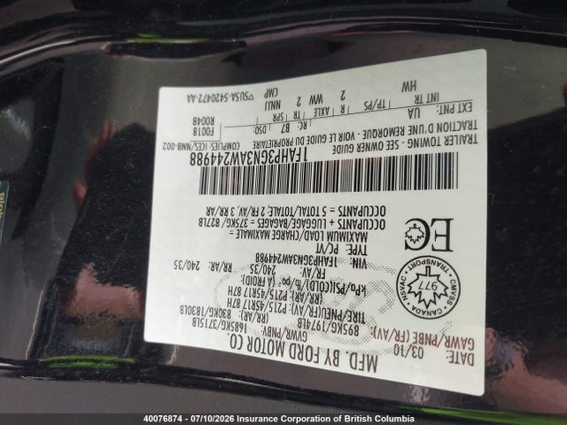 Продаж на аукціоні авто 2010 Ford Focus, vin: 1FAHP3GN3AW244988, номер лоту: 40076874