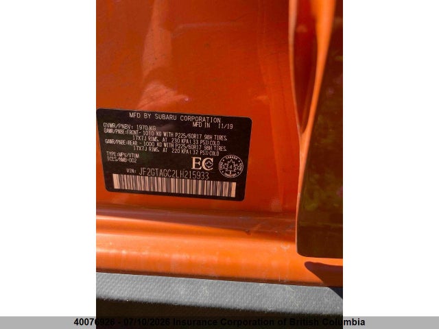 JF2GTAGC2LH215933 Subaru Crosstrek Sport