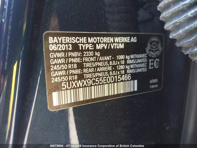 BMW X3 Xdrive28i 2014 5UXWX9C55E0D15466 Image 9
