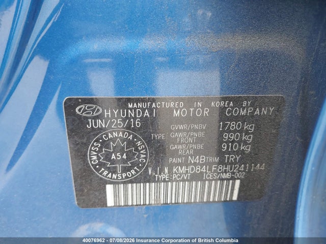 Aukcja sprzedaży 2017 Hyundai Elantra Se/value/limited, vin: KMHD84LF8HU241144, numer aukcji: 40076962
