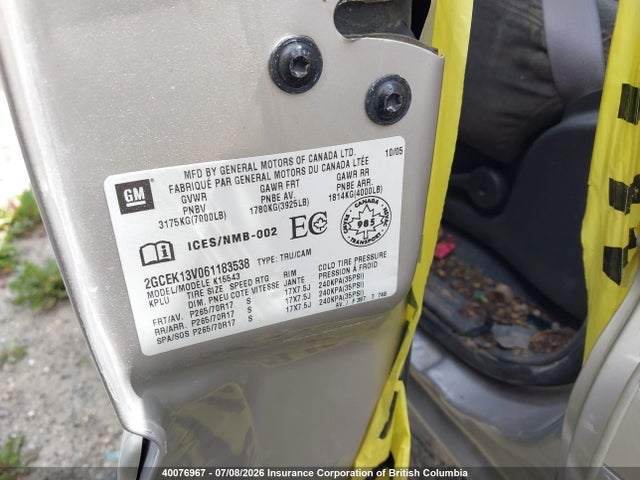 Aukcja sprzedaży 2006 Chevrolet Silverado K1500, vin: 2GCEK13V061183538, numer aukcji: 40076967