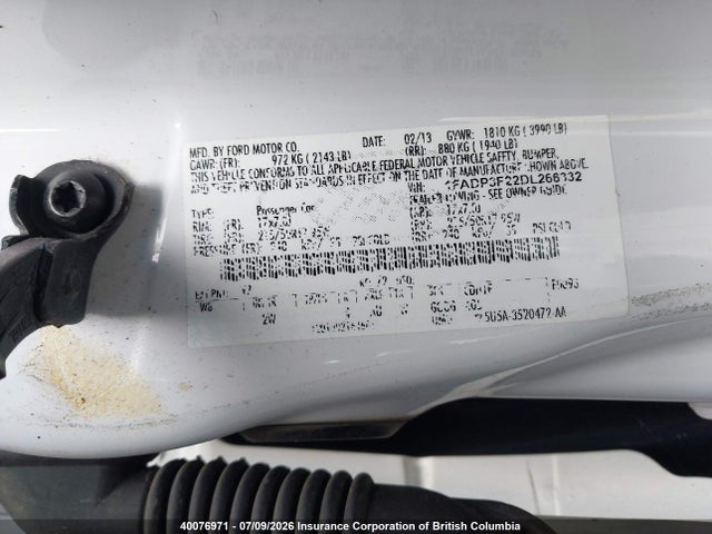 Продажа на аукционе авто 2013 Ford Focus, vin: 1FADP3F22DL266332, номер лота: 40076971
