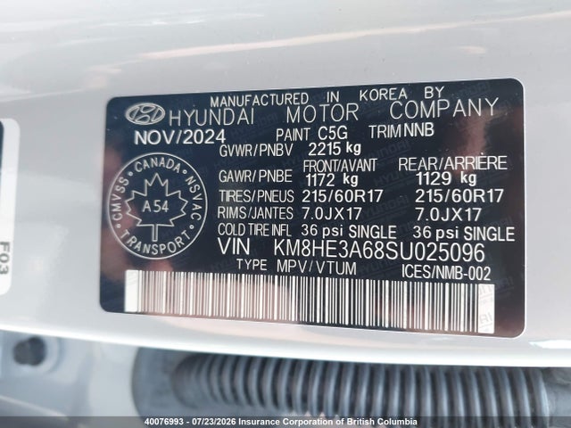 Hyundai Kona 2025 KM8HE3A68SU025096 Image 9