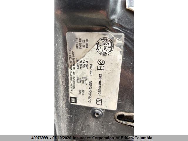 40076999 :رقم المزاد ، 1G1ZT54875F152186 vin ، 2005 Chevrolet Malibu Ls مزاد بيع