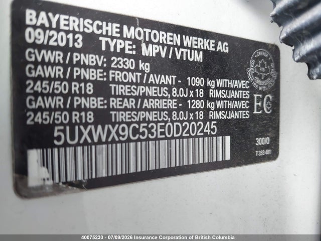 5UXWX9C53E0D20245 BMW X3 Xdrive28i