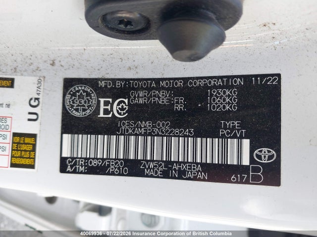 JTDKAMFP3N3228243 Toyota Prius Prime Le/xle/limited