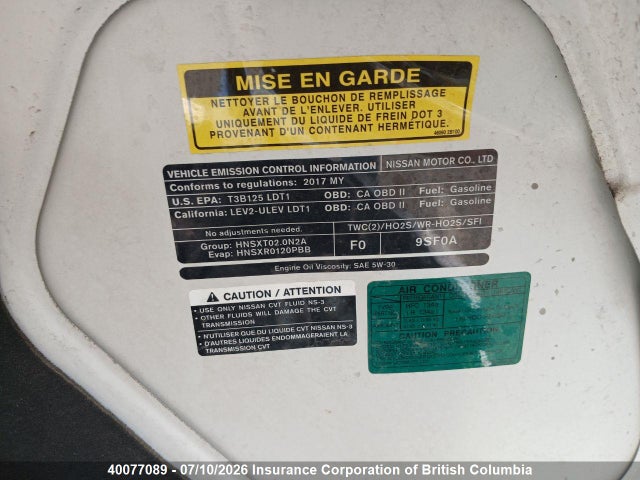 Aukcja sprzedaży 2017 Nissan Nv200 S/sv, vin: 3N6CM0KN0HK719759, numer aukcji: 40077089
