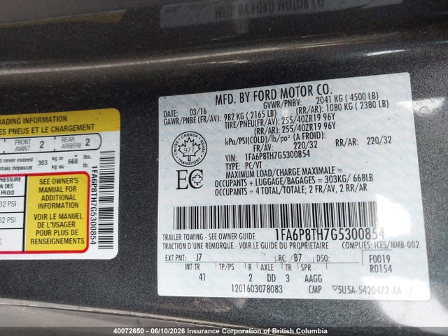 Ford Mustang 2016 1FA6P8TH7G5300854 Image 9