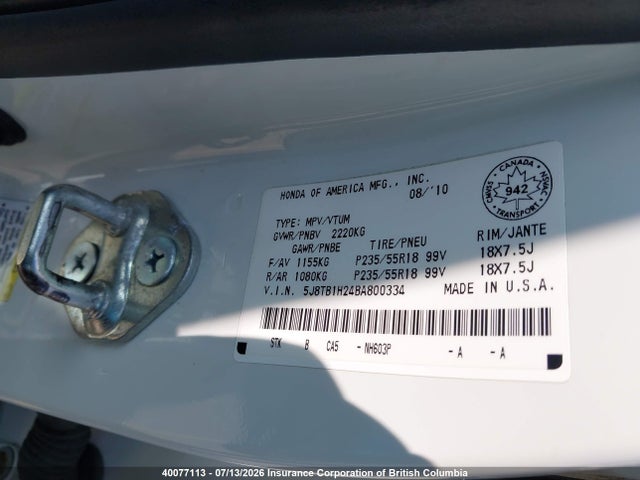 Aukcja sprzedaży 2011 Acura Rdx, vin: 5J8TB1H24BA800334, numer aukcji: 40077113