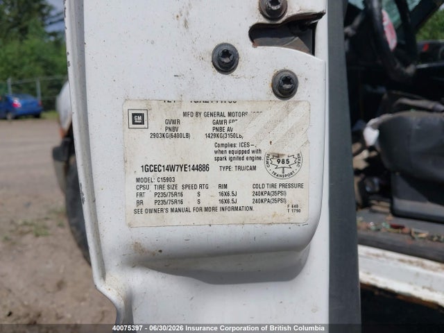 2000 Chevrolet Silverado C1500 მანქანა იყიდება აუქციონზე, vin: 1GCEC14W7YE144886, აუქციონის ნომერი: 40075397