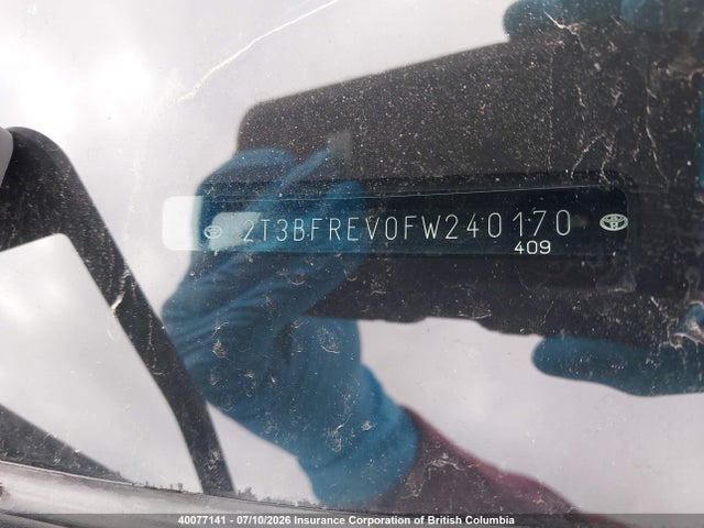 2015 Toyota Rav4 მანქანა იყიდება აუქციონზე, vin: 2T3BFREV0FW240170, აუქციონის ნომერი: 40077141