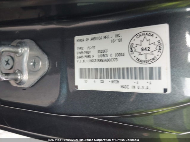 Aukcja sprzedaży 2010 Honda Accord Exl, vin: 1HGCS1B89AA800373, numer aukcji: 40077143