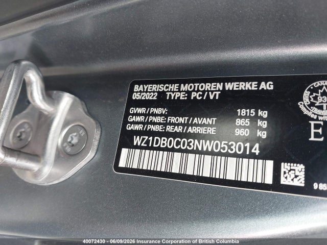 40072430 :رقم المزاد ، WZ1DB0C03NW053014 vin ، 2022 Toyota Supra Premium/cf Edition مزاد بيع