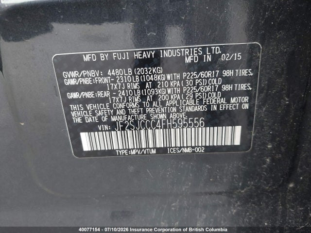 Subaru Forester 2.5i Premium 2015 JF2SJCCC4FH595556 Image 9