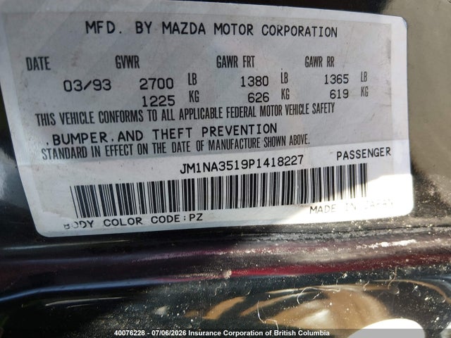Aukcja sprzedaży 1993 Mazda Mx-5 Miata, vin: JM1NA3519P1418227, numer aukcji: 40076228