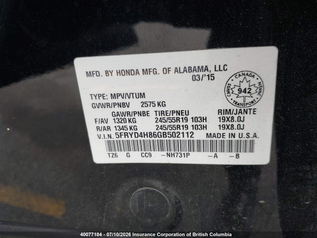 Acura MDX 2016 5FRYD4H86GB502112 Image 9