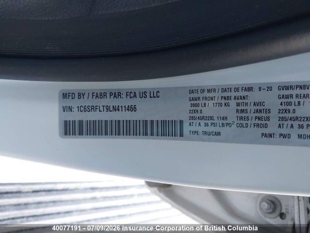 RAM 1500 Rebel 2020 1C6SRFLT9LN411466 Image 8