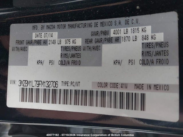 Mazda Mazda3 Gs 2015 3MZBM1L79FM132706 Image 9