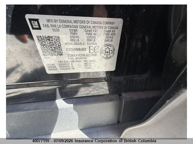 Chevrolet EQUINOX LT 2020 2GNAXVEX5L6217050 Image 7