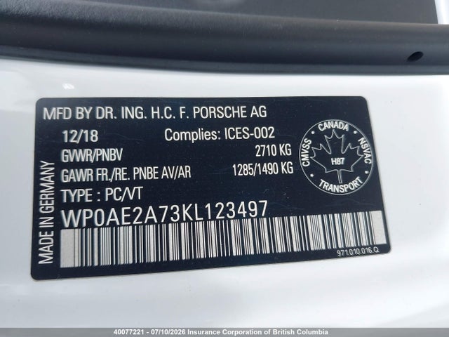 WP0AE2A73KL123497 Porsche Panamera 4 E-hybrid