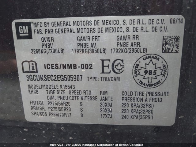 Chevrolet Silverado K1500 Ltz 2014 3GCUKSEC2EG505907 Image 9