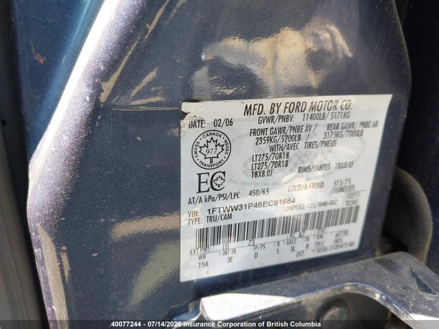 Продажа на аукционе авто 2006 Ford F350, vin: 1FTWW31P46EC91684, номер лота: 40077244