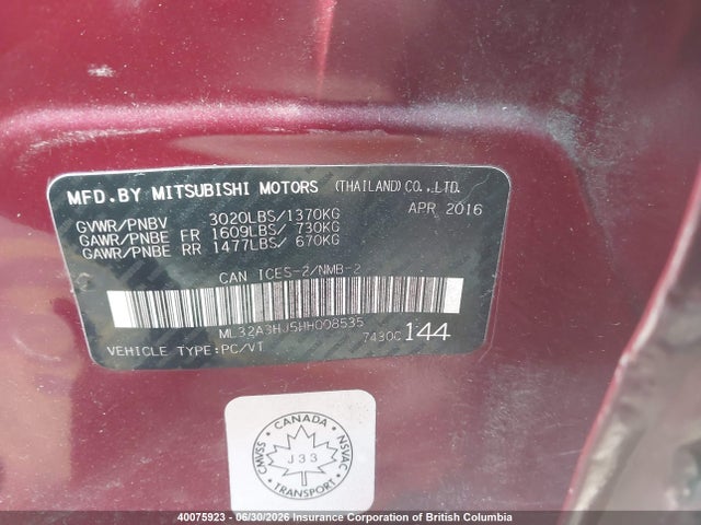 Mitsubishi MIRAGE ES 2017 ML32A3HJ5HH008535 Image 19