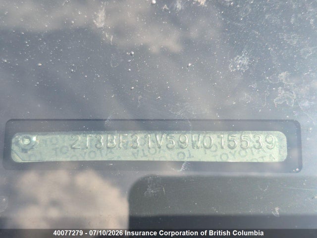 2009 Toyota Rav4 მანქანა იყიდება აუქციონზე, vin: 2T3BF31V59W015539, აუქციონის ნომერი: 40077279