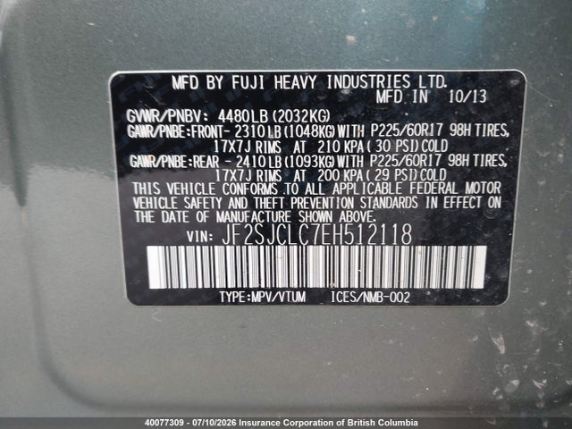 Subaru Forester 2.5i Touring Package 2014 JF2SJCLC7EH512118 Image 9