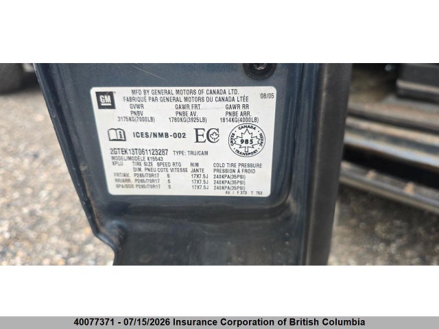 Aukcja sprzedaży 2006 Gmc Sierra 1500 Sle/slt, vin: 2GTEK13T061123287, numer aukcji: 40077371
