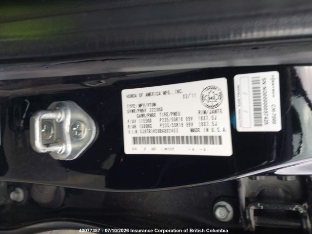 2011 Acura Rdx მანქანა იყიდება აუქციონზე, vin: 5J8TB1H58BA802453, აუქციონის ნომერი: 40077387